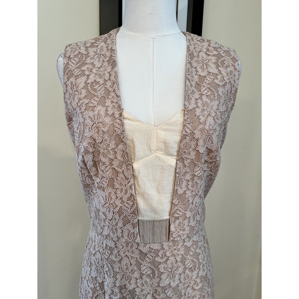 REISS Champagne Lace Sheath Dress Sleeveless Size‎ 8 - Picture 5 of 10
